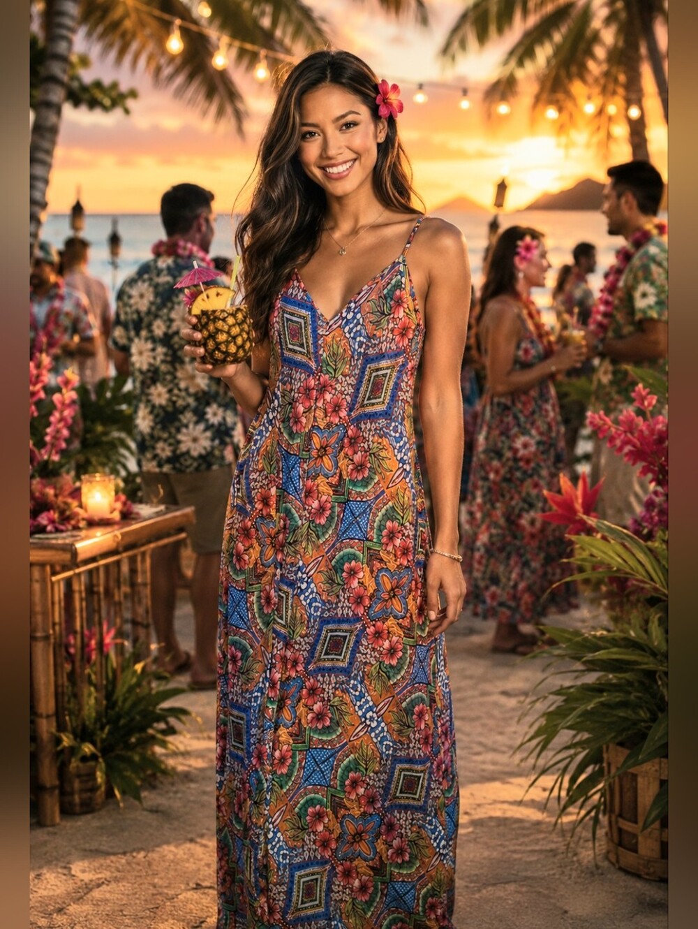 Multicolor Sleeveless Maxi Sundress  Just..Taylor Sz 6 Festival Tropical Travel